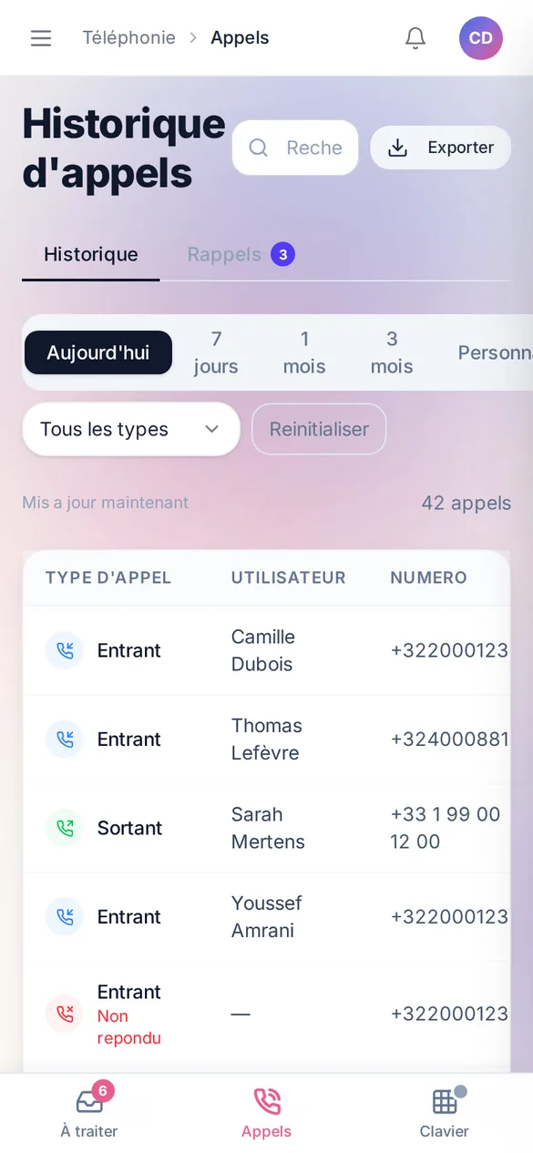 L'historique des appels sur mobile
